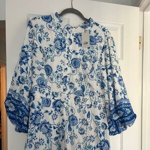 Blue and white floral dress
